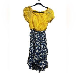 NWOT! SPEECHLESS KIDS Yellow Floral off The Shoulder Tiered Skirt Dress,…